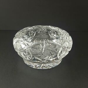 Vtg Bohemian Crystal Pinwheel Pattern Ashtray